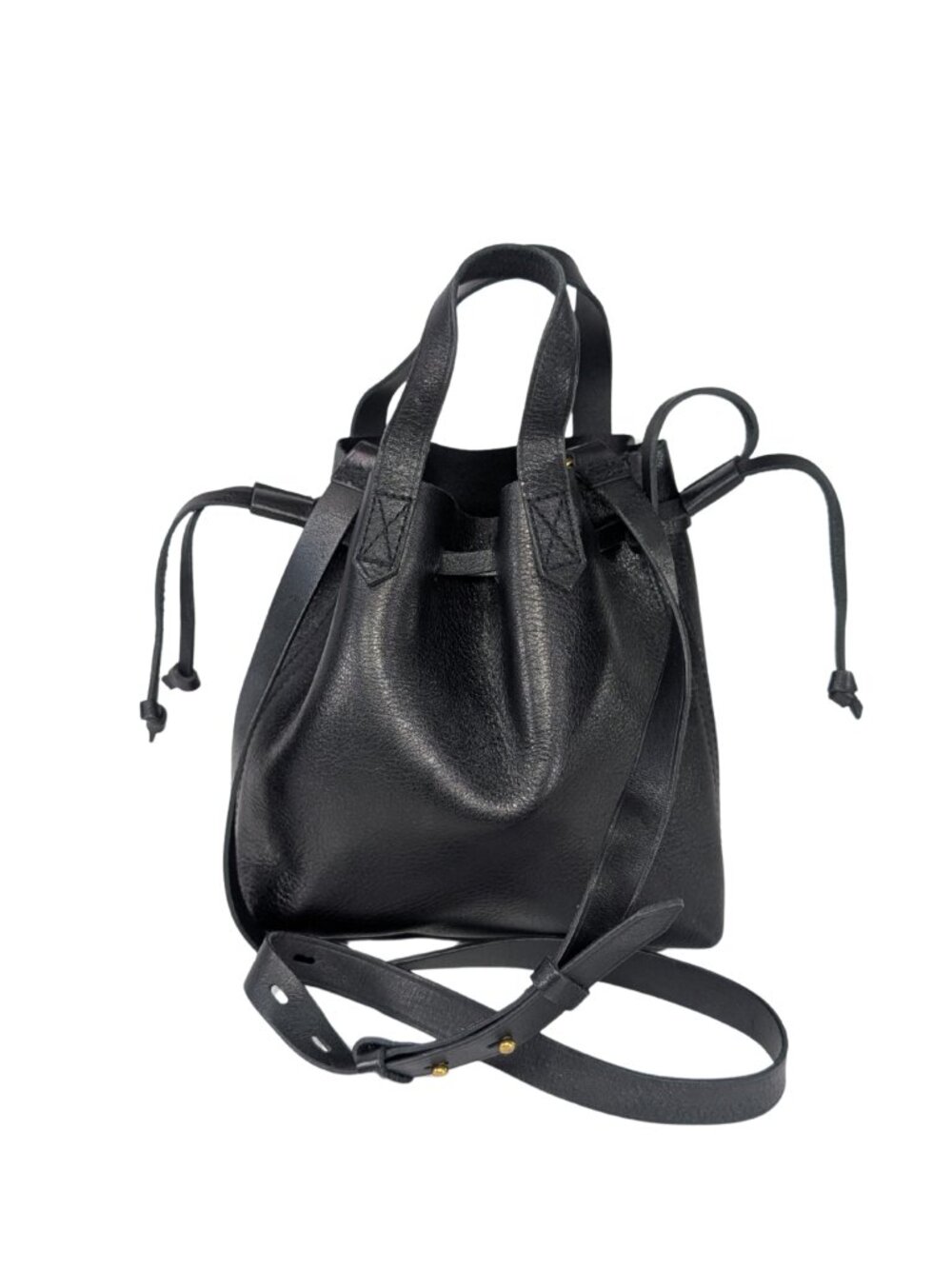 Madewell Black Leather Drawstring Piazza Small Crossbody Purse Festival Boho